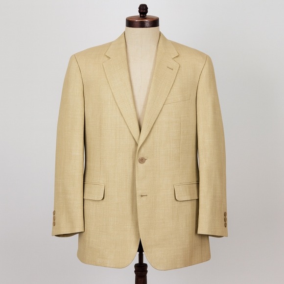 Hart Schaffner Marx Other - Hart Schaffner Marx Mens 44L Silk Comfort Blazer Jacket Tan Herringbone Made USA
